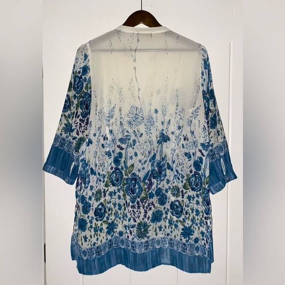 Soft Surrounding Floral Tunic Top Sheer Women M Coastal Closet Basic Grannycore - Picture 8 of 8